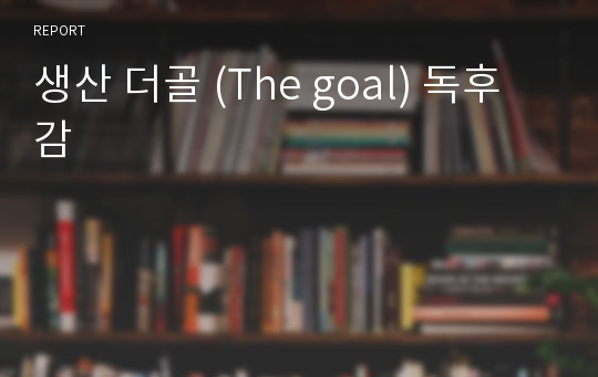 생산 더골 (The goal) 독후감