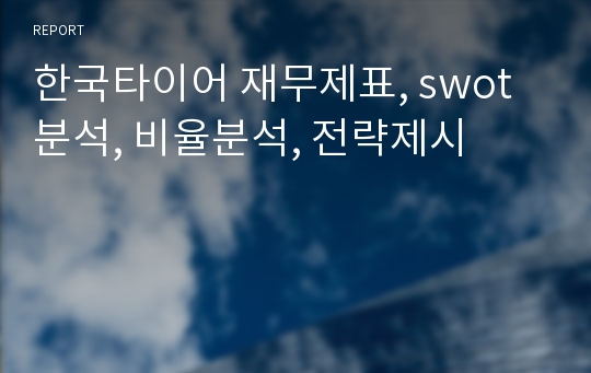 한국타이어 재무제표, swot분석, 비율분석, 전략제시