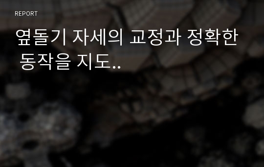 옆돌기 자세의 교정과 정확한 동작을 지도..