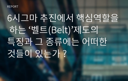 6시그마 추진에서 핵심역할을 하는 ‘벨트(Belt)’제도의 특징과 그 종류에는 어떠한 것들이 있는가 ?