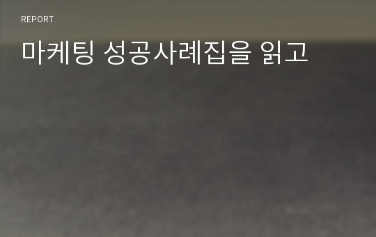 마케팅 성공사례집을 읽고