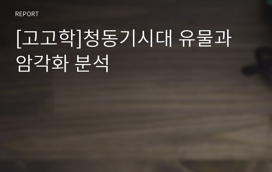 [고고학]청동기시대 유물과 암각화 분석