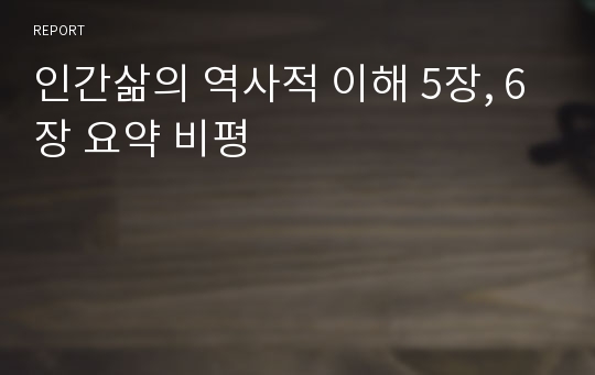 인간삶의 역사적 이해 5장, 6장 요약 비평