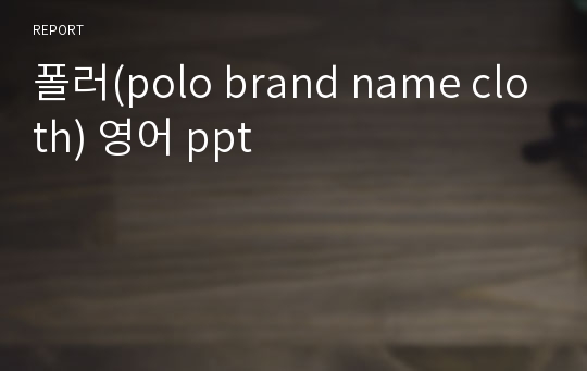 폴러(polo brand name cloth) 영어 ppt