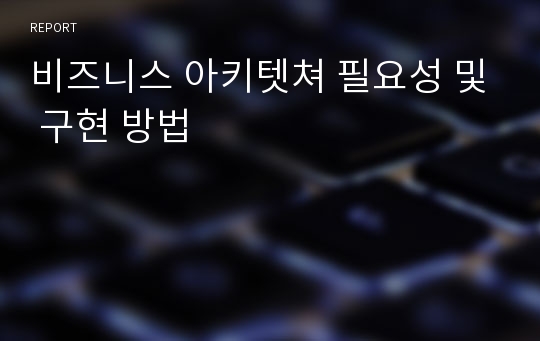 비즈니스 아키텟쳐 필요성 및 구현 방법