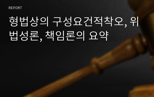 형법상의 구성요건적착오, 위법성론, 책임론의 요약