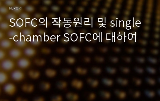 SOFC의 작동원리 및 single-chamber SOFC에 대하여