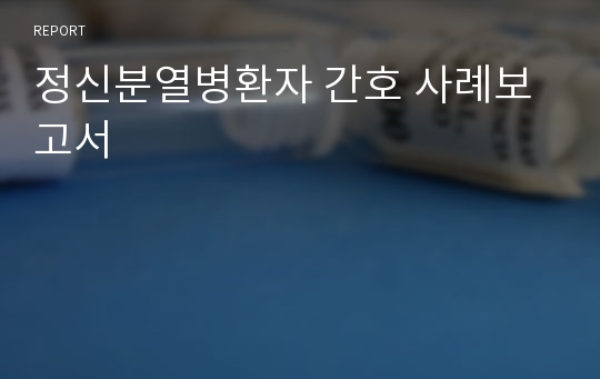 정신분열병환자 간호 사례보고서