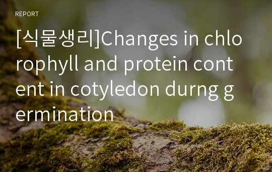 [식물생리]Changes in chlorophyll and protein content in cotyledon durng germination