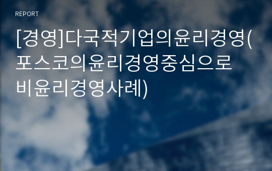 [경영]다국적기업의윤리경영(포스코의윤리경영중심으로 비윤리경영사례)