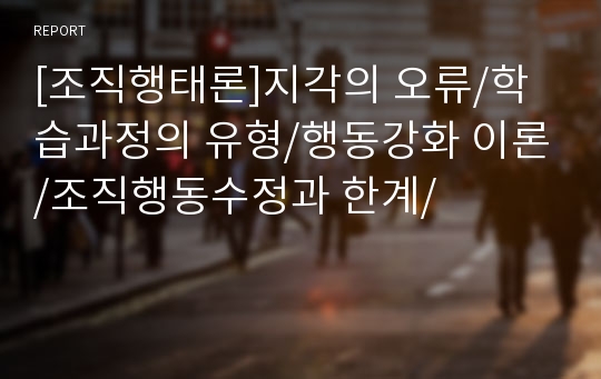 [조직행태론]지각의 오류/학습과정의 유형/행동강화 이론/조직행동수정과 한계/