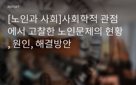 [노인과 사회]사회학적 관점에서 고찰한 노인문제의 현황, 원인, 해결방안