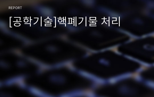 [공학기술]핵폐기물 처리