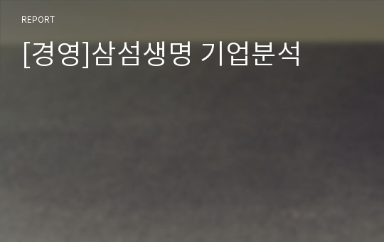 [경영]삼섬생명 기업분석