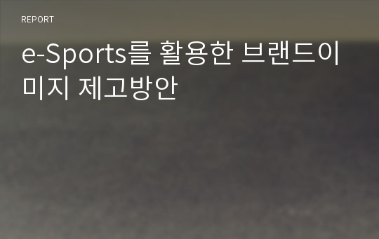 e-Sports를 활용한 브랜드이미지 제고방안