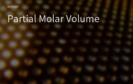 Partial Molar Volume