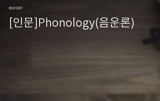 [인문]Phonology(음운론)