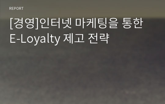 [경영]인터넷 마케팅을 통한 E-Loyalty 제고 전략