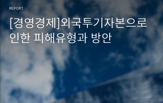 [경영경제]외국투기자본으로 인한 피해유형과 방안