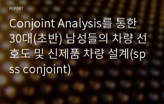 Conjoint Analysis를 통한 30대(초반) 남성들의 차량 선호도 및 신제품 차량 설계(spss conjoint)