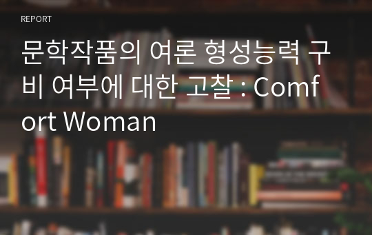 문학작품의 여론 형성능력 구비 여부에 대한 고찰 : Comfort Woman