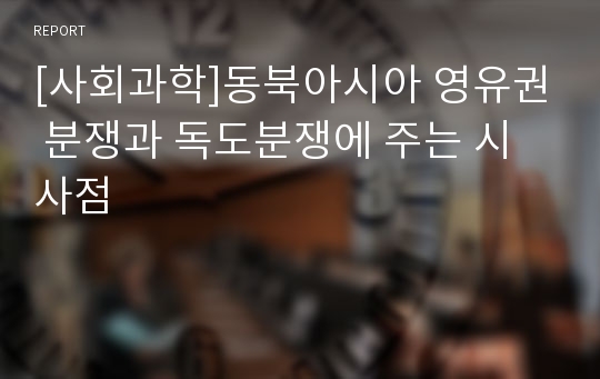 [사회과학]동북아시아 영유권 분쟁과 독도분쟁에 주는 시사점