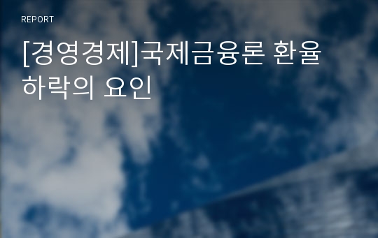 [경영경제]국제금융론 환율 하락의 요인