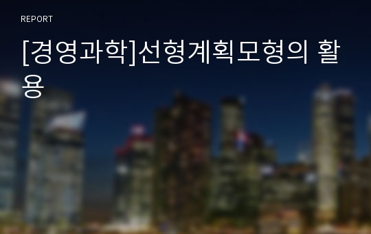 [경영과학]선형계획모형의 활용