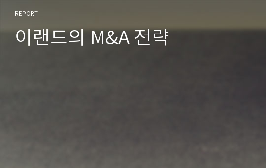 이랜드의 M&amp;A 전략