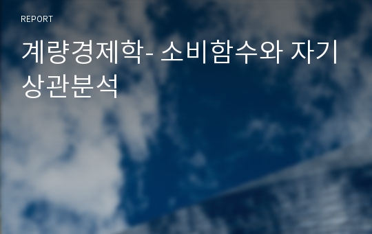 계량경제학- 소비함수와 자기상관분석