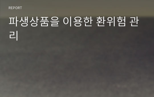 파생상품을 이용한 환위험 관리