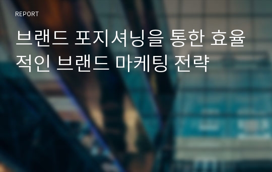 브랜드 포지셔닝을 통한 효율적인 브랜드 마케팅 전략