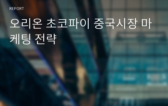 오리온 초코파이 중국시장 마케팅 전략