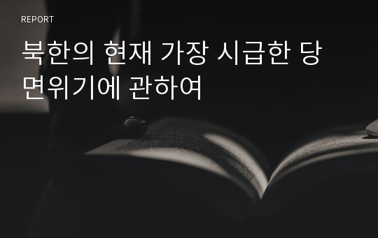 북한의 현재 가장 시급한 당면위기에 관하여