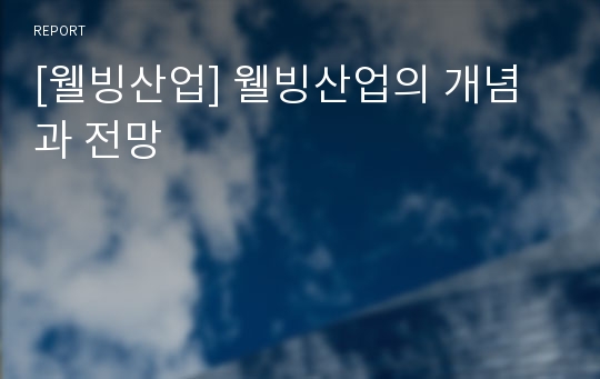 [웰빙산업] 웰빙산업의 개념과 전망