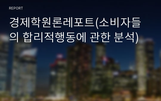 경제학원론레포트(소비자들의 합리적행동에 관한 분석)