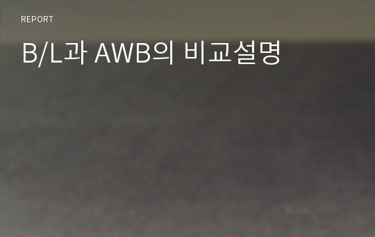 B/L과 AWB의 비교설명