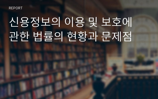 신용정보의 이용 및 보호에 관한 법률의 현황과 문제점