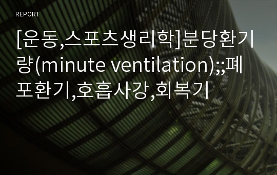 [운동,스포츠생리학]분당환기량(minute ventilation);;폐포환기,호흡사강,회복기