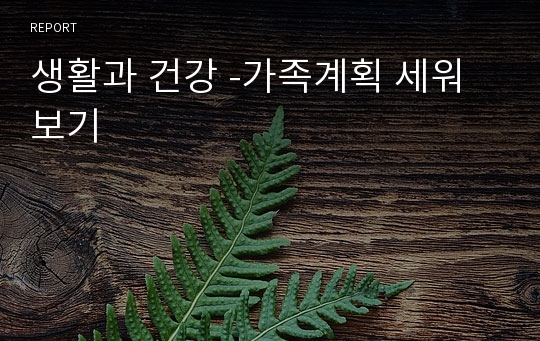 생활과 건강 -가족계획 세워보기