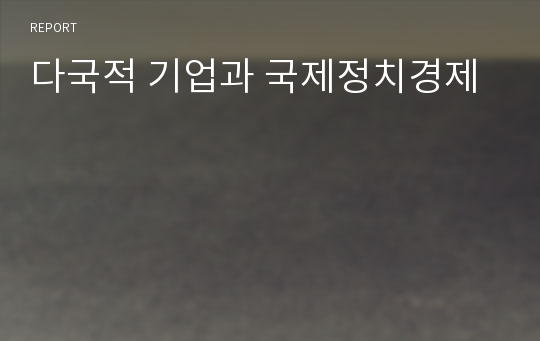 다국적 기업과 국제정치경제