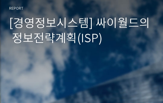 [경영정보시스템] 싸이월드의 정보전략계획(ISP)