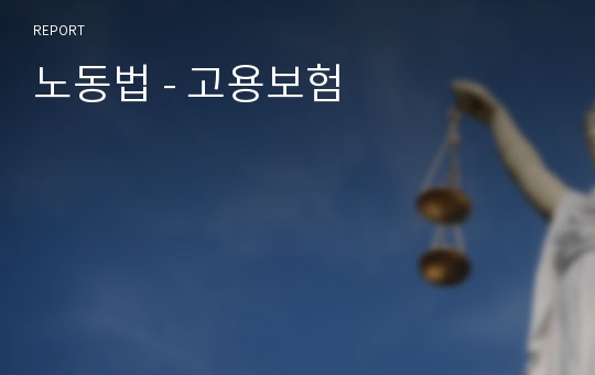 노동법 - 고용보험