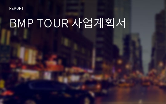 BMP TOUR 사업계획서