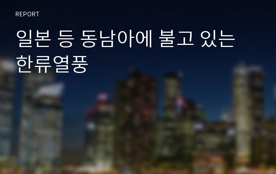 일본 등 동남아에 불고 있는 한류열풍