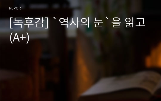 [독후감] `역사의 눈`을 읽고(A+)