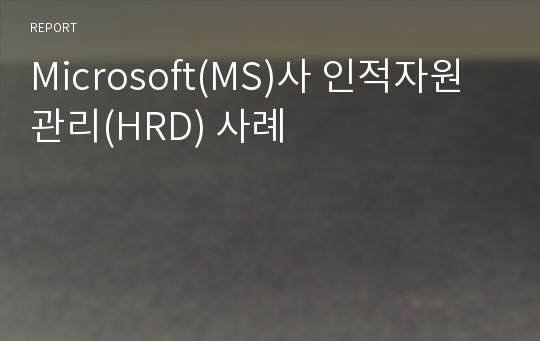 Microsoft(MS)사 인적자원관리(HRD) 사례