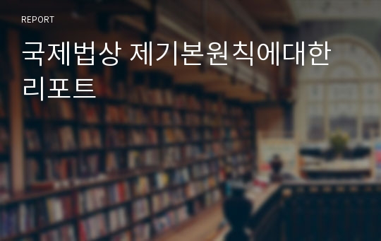 국제법상 제기본원칙에대한 리포트