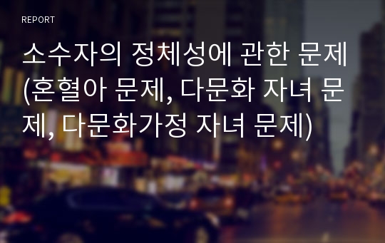 소수자의 정체성에 관한 문제(혼혈아 문제, 다문화 자녀 문제, 다문화가정 자녀 문제)