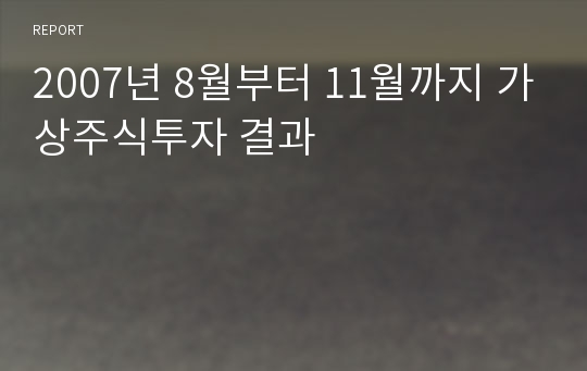 2007년 8월부터 11월까지 가상주식투자 결과